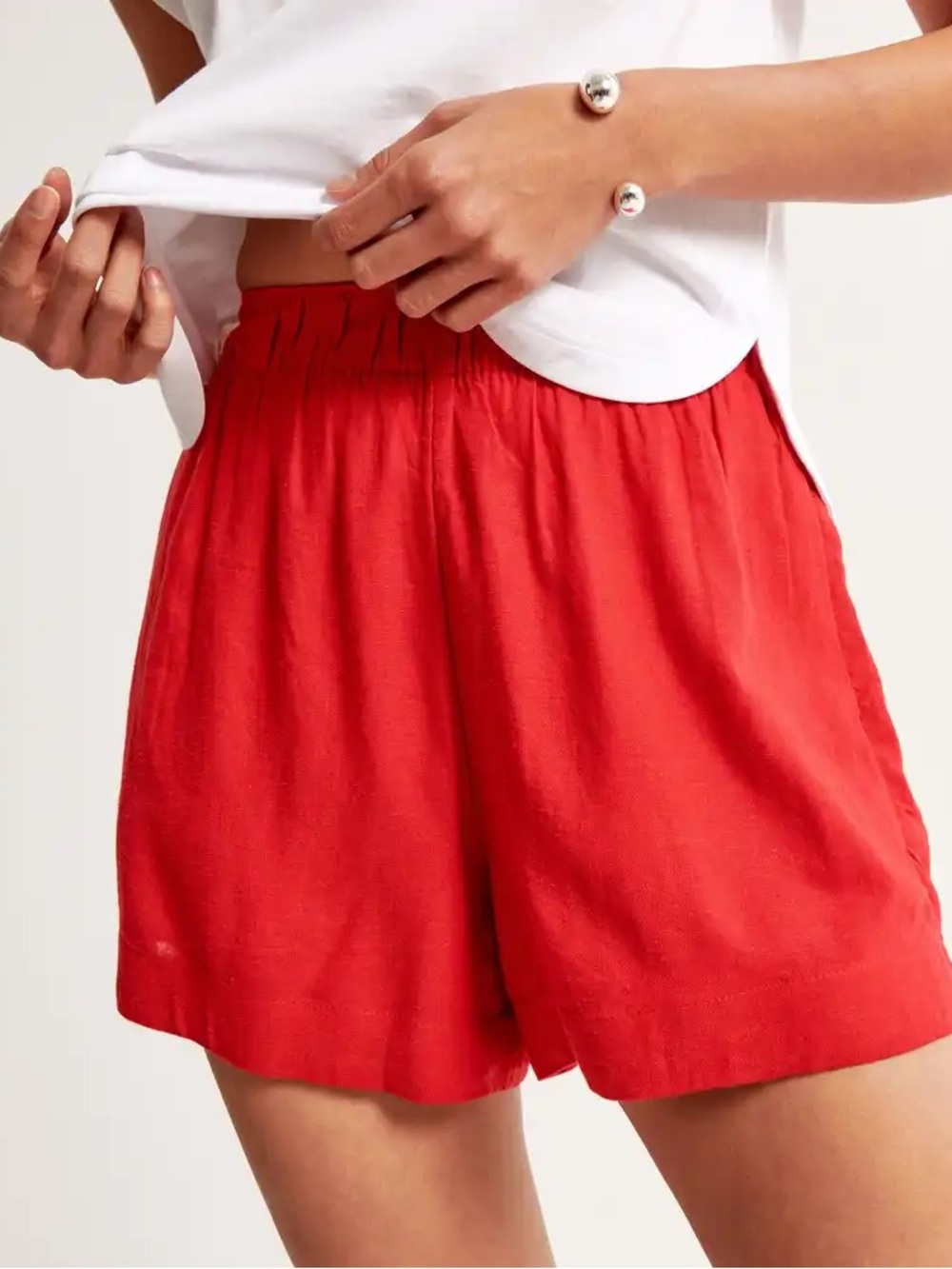 ABERCROMBIE & FITCH Linen Blend Coral Red Short Size XXL Summer Beach Nautical